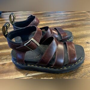 Dr. Martens women’s Burgundy Leather Strapped Sandals